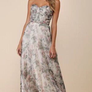 Lulus Most Beautiful Day Ivory Multi Floral Print Organza Maxi Dress